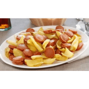 PATATAS CON SALCHICHAS DE POLLO